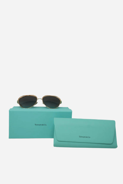 Tiffany & Co Metal Frame Sunglasses Gold Full Set NWT