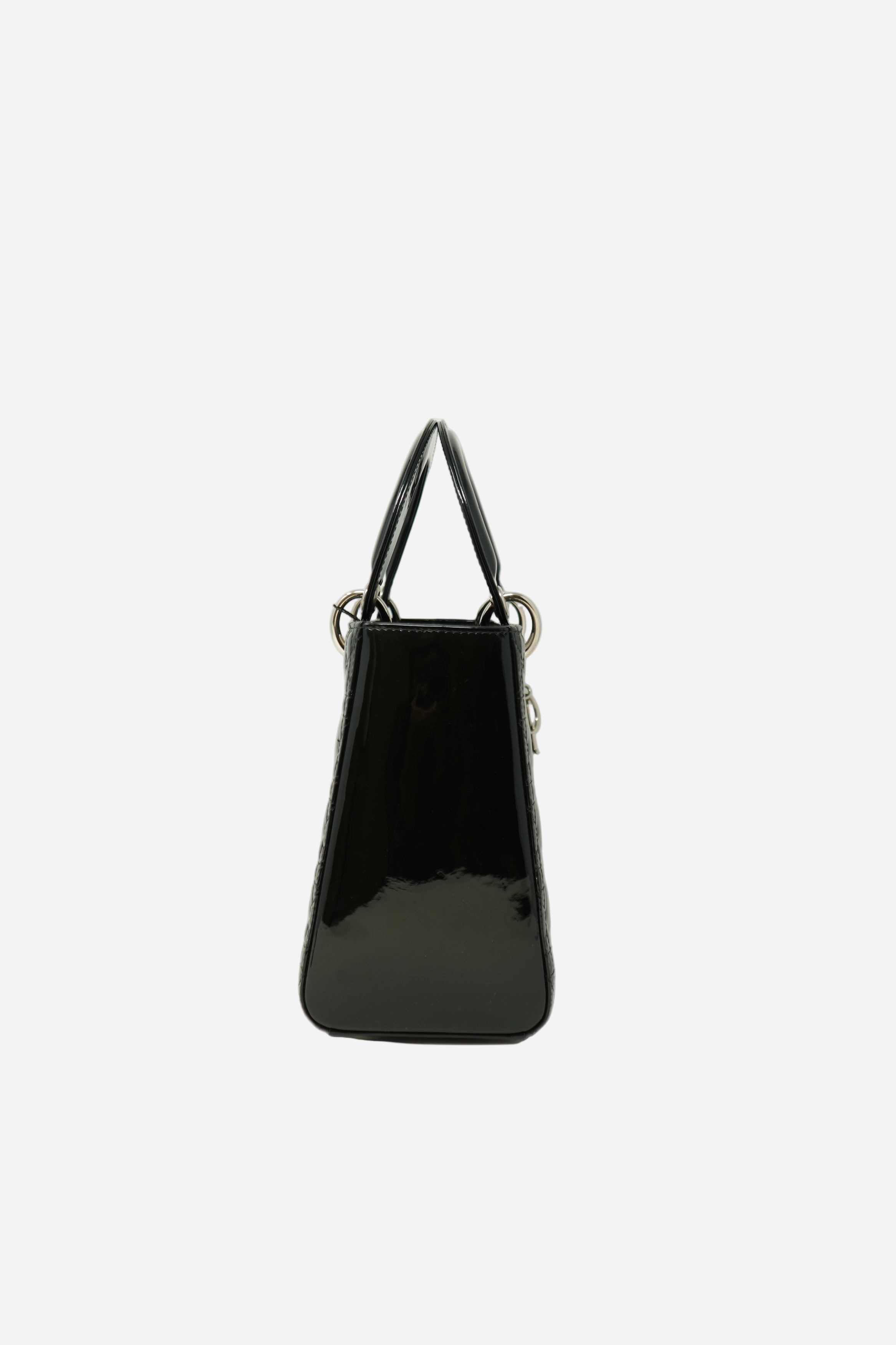 Christian Dior 2014 Black Patent Leather Medium Lady Dior Bag