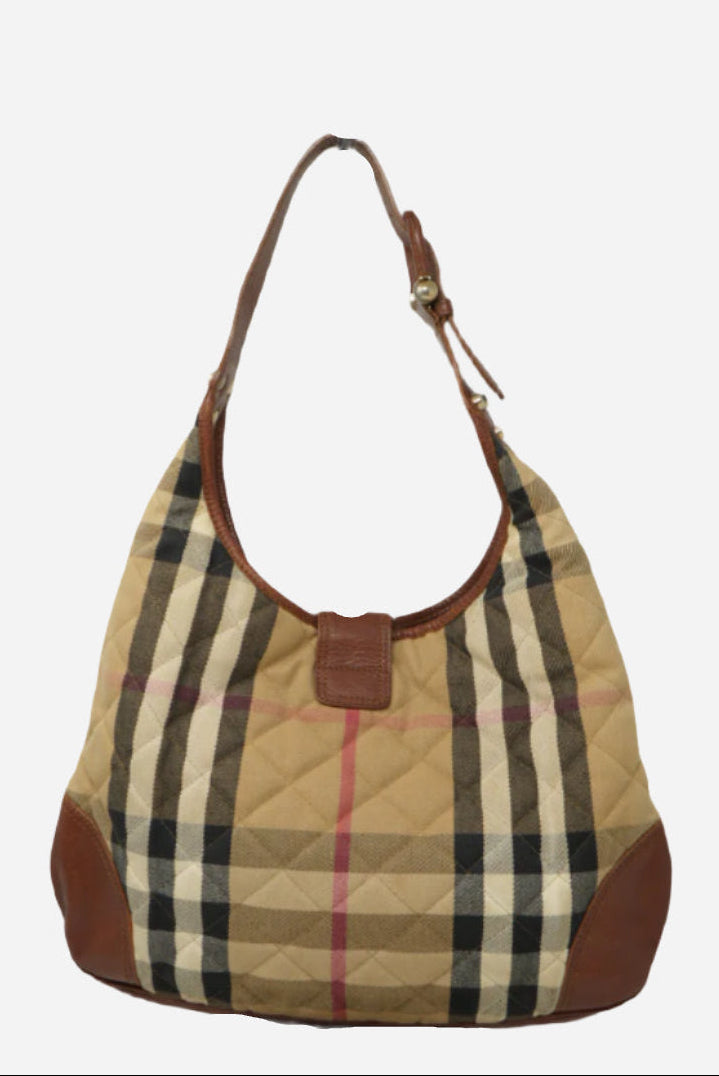 Burberry Brown Nova Check Hobo Bag