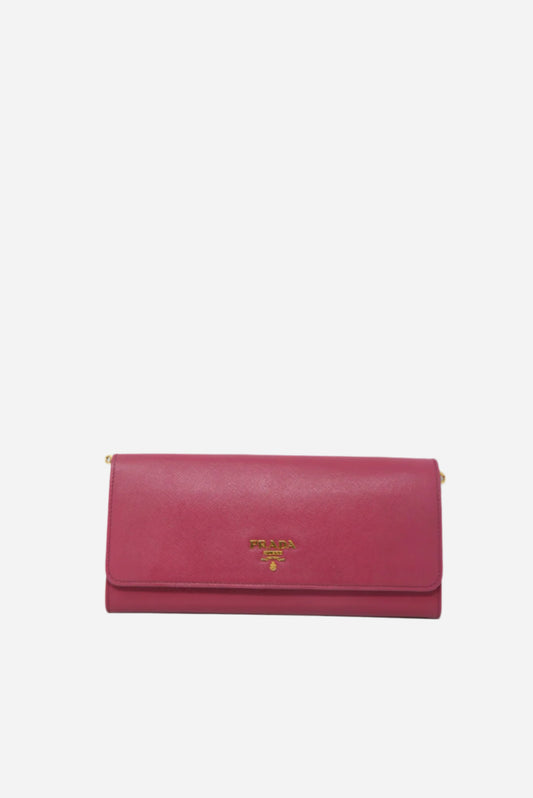 Prada Pink Calfskin Wallet On Chain