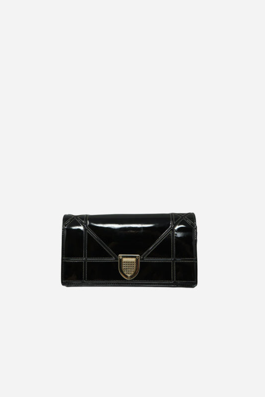 Dior Black Patent Diorama Chain Pouch 2015