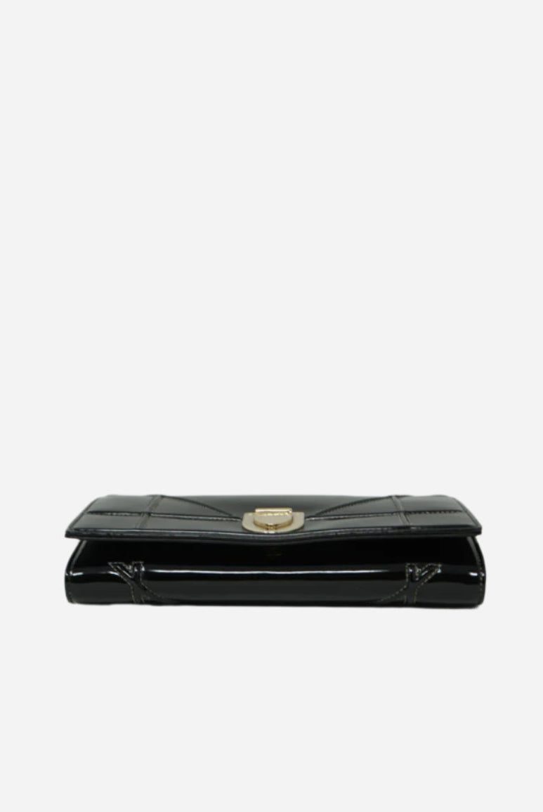 Dior 2015 Black Patent Diorama Chain Pouch