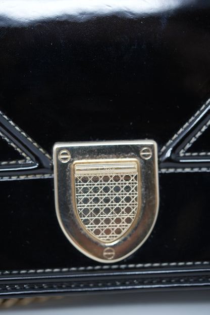 Dior Black Patent Diorama Chain Pouch 2015