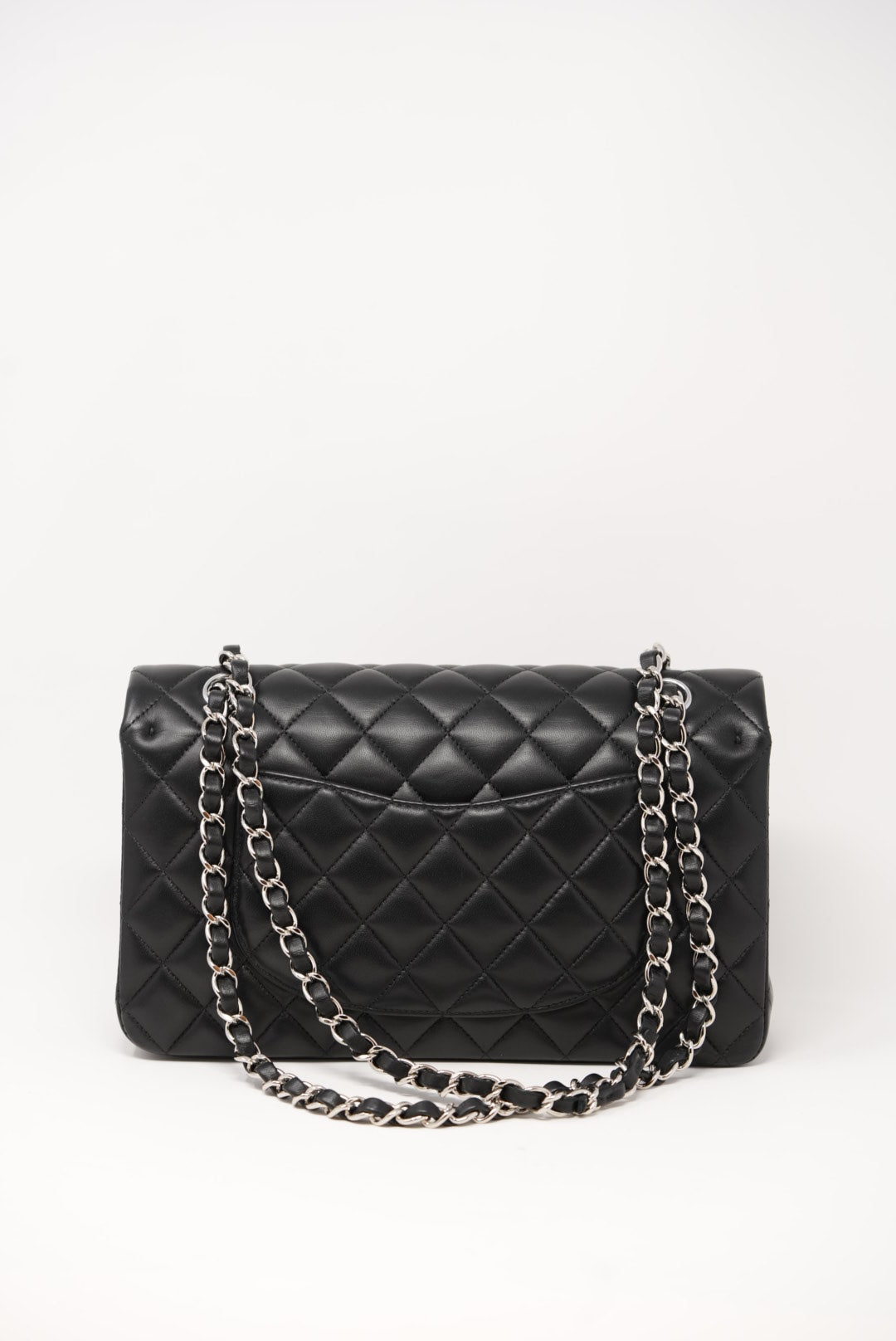 Pre-Owned Chanel Medium Classic Double Flap Black Lambskin（retail $13,975.00)