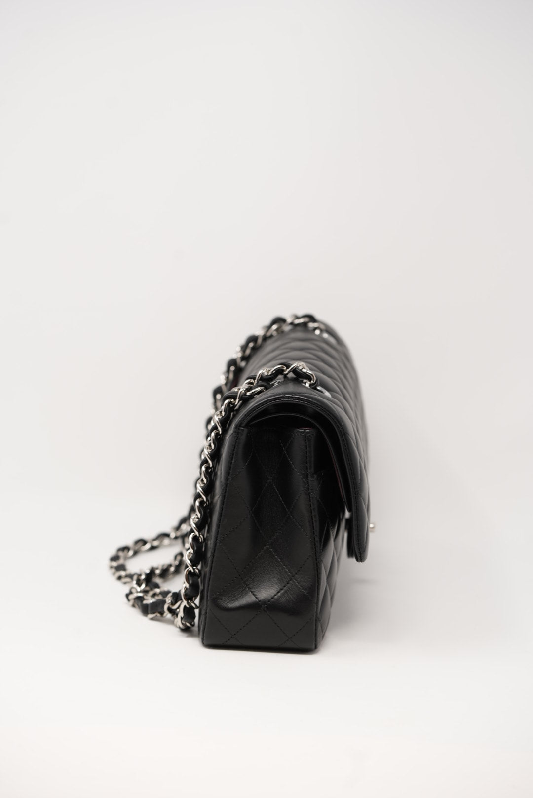 Pre-Owned Chanel Medium Classic Double Flap Black Lambskin（retail $13,975.00)