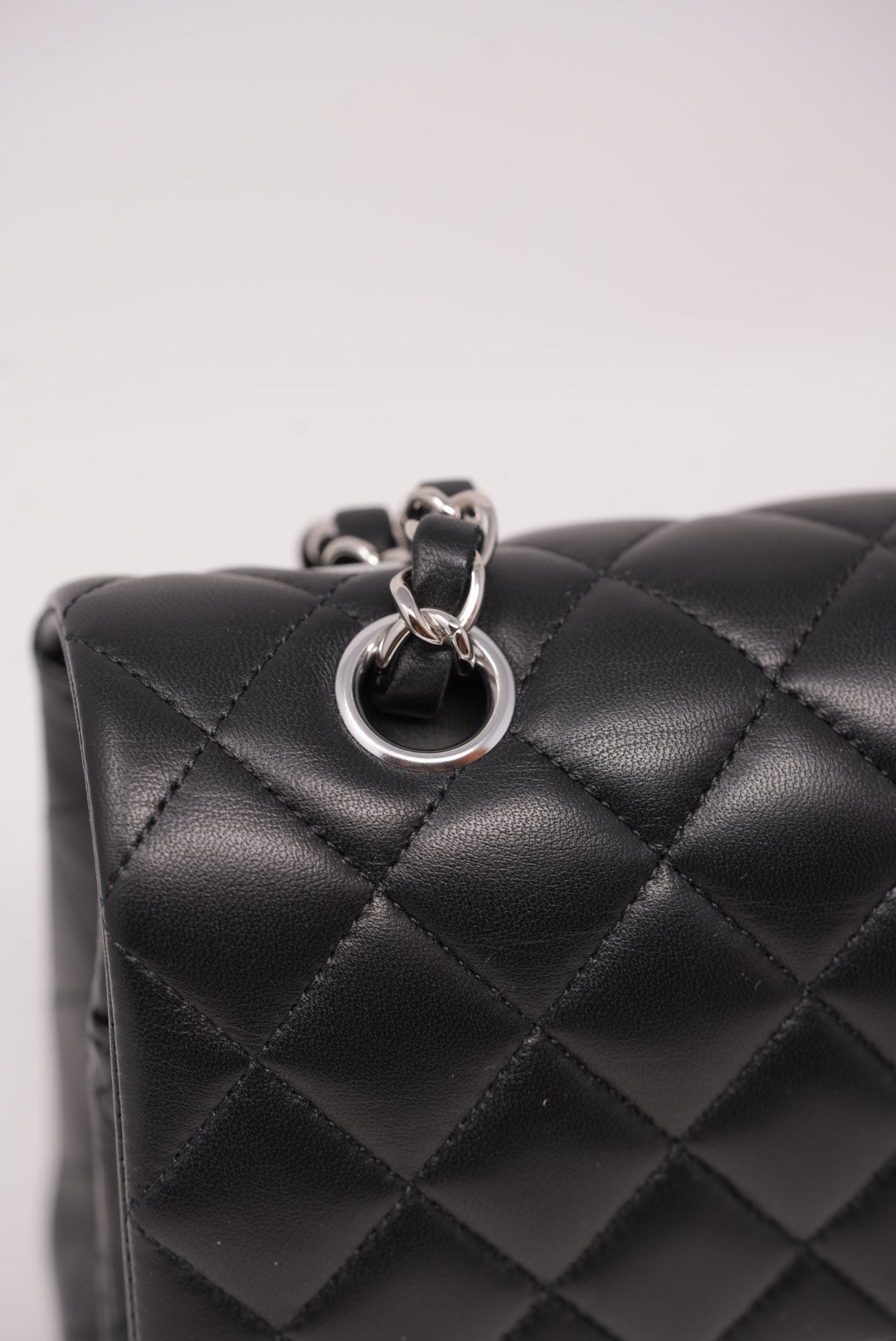 Pre-Owned Chanel Medium Classic Double Flap Black Lambskin（retail $13,975.00)