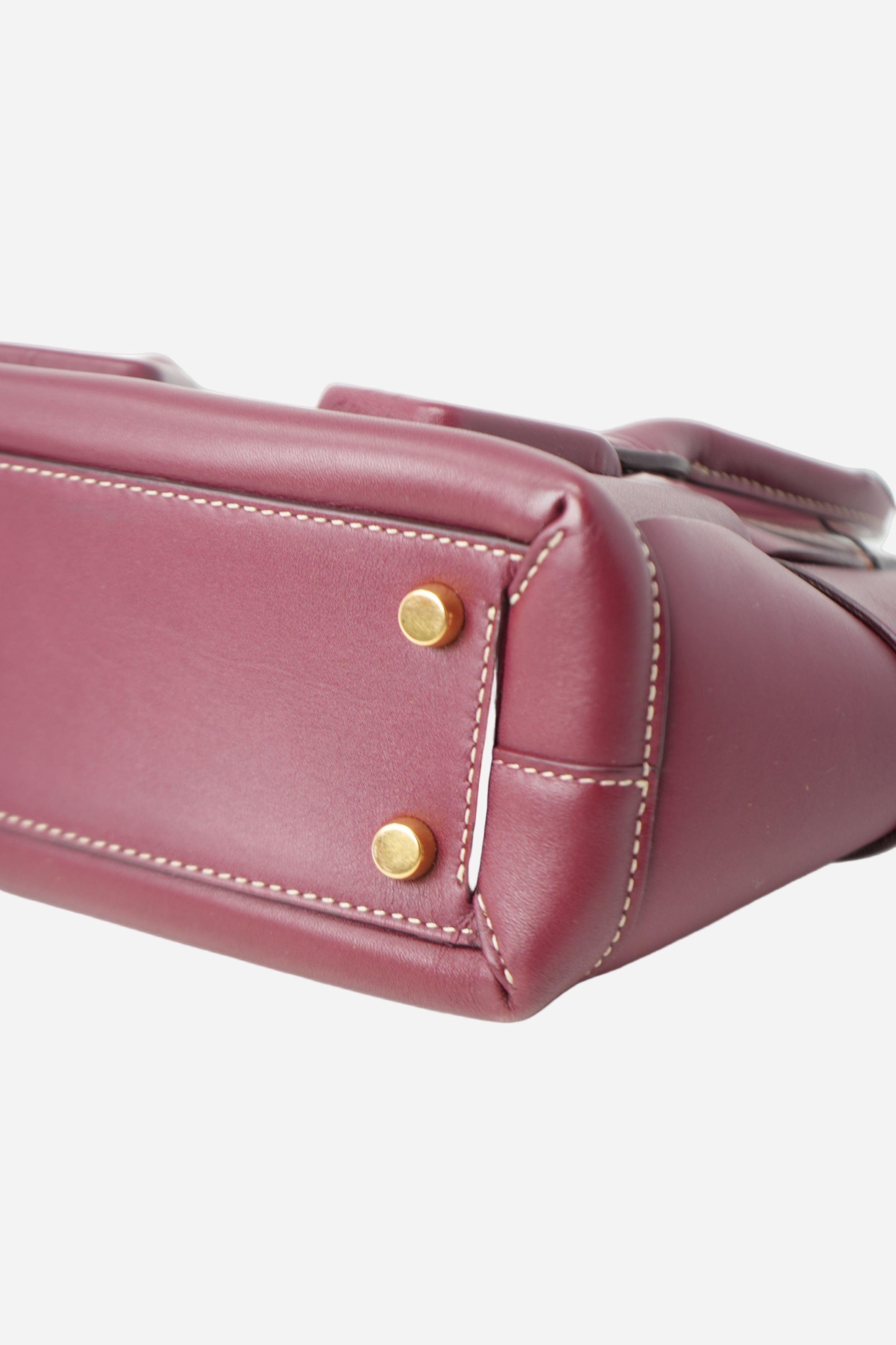 Bottega Veneta Burgundy Calfskin Mini Maxi Intrecciato Arco Shoulder Bag