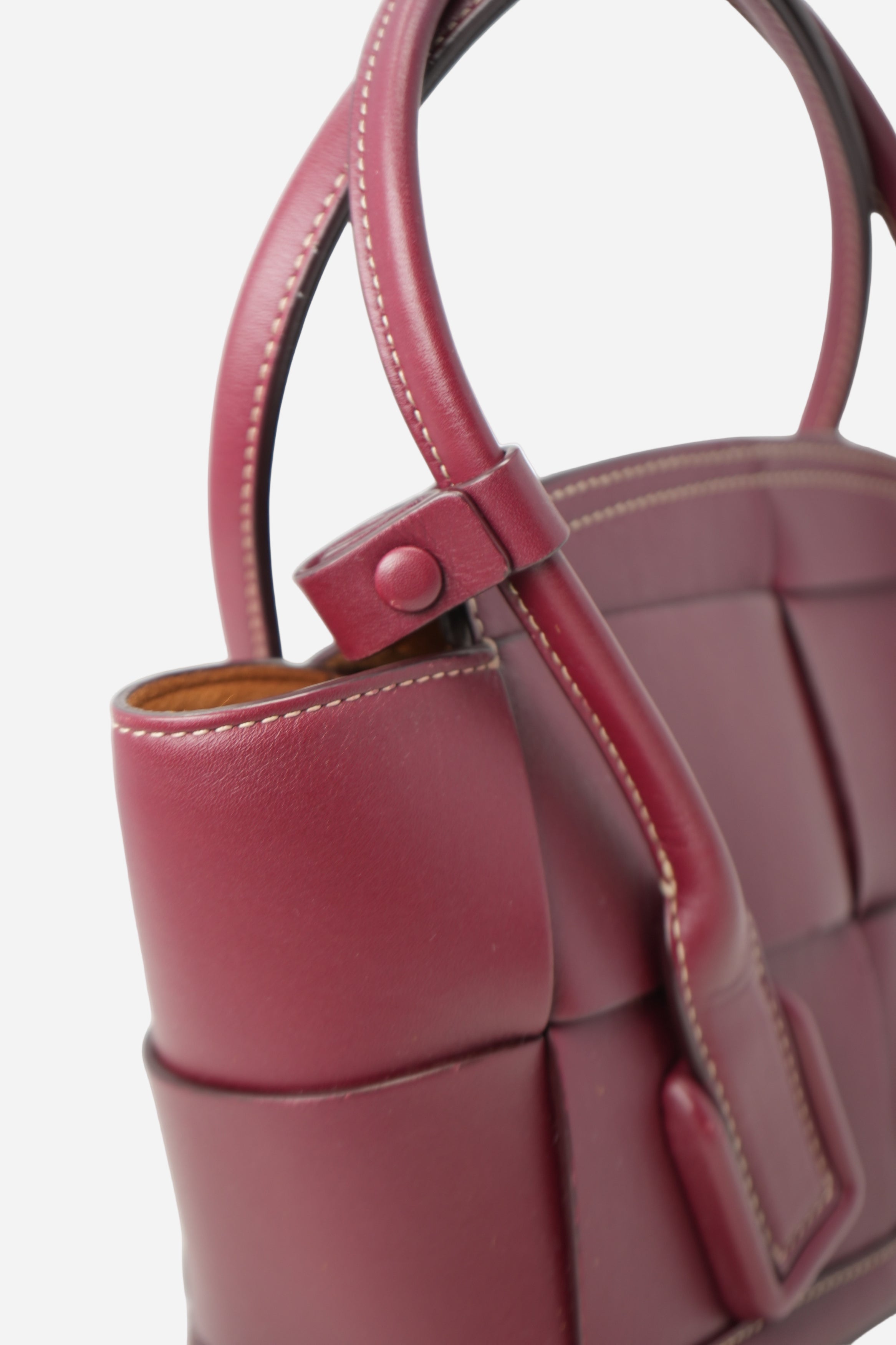 Bottega Veneta Burgundy Calfskin Mini Maxi Intrecciato Arco Shoulder Bag