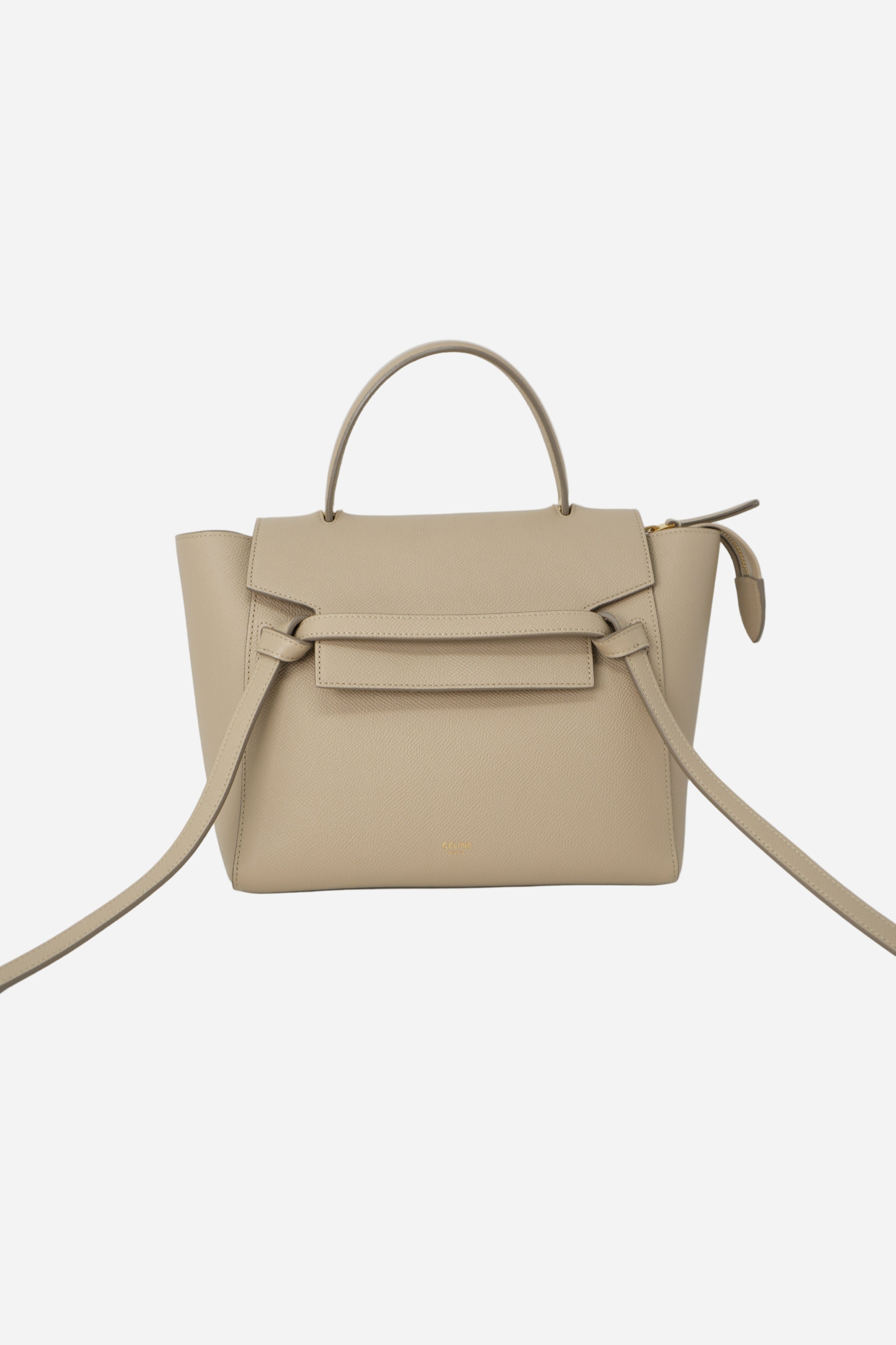 Celine 2019 Light Taupe Grained Calfskin Micro Belt Bag