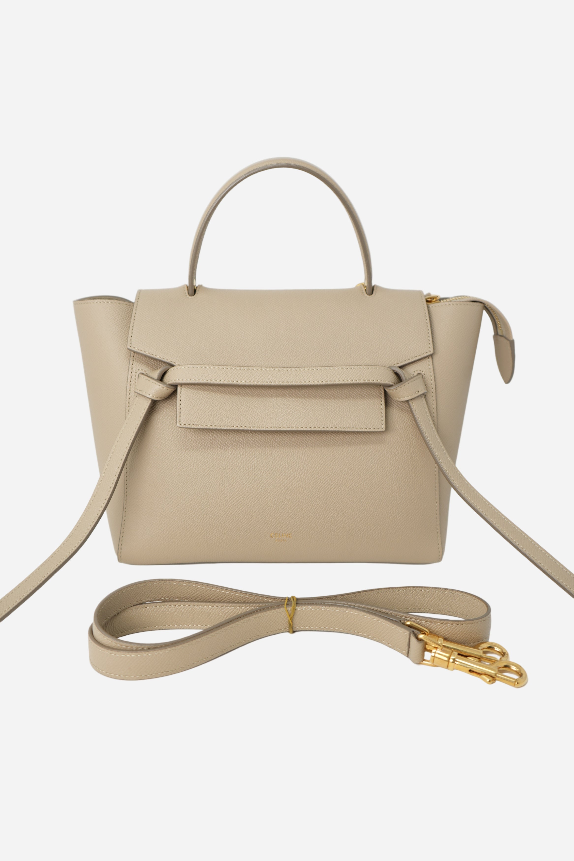Celine 2019 Light Taupe Grained Calfskin Micro Belt Bag