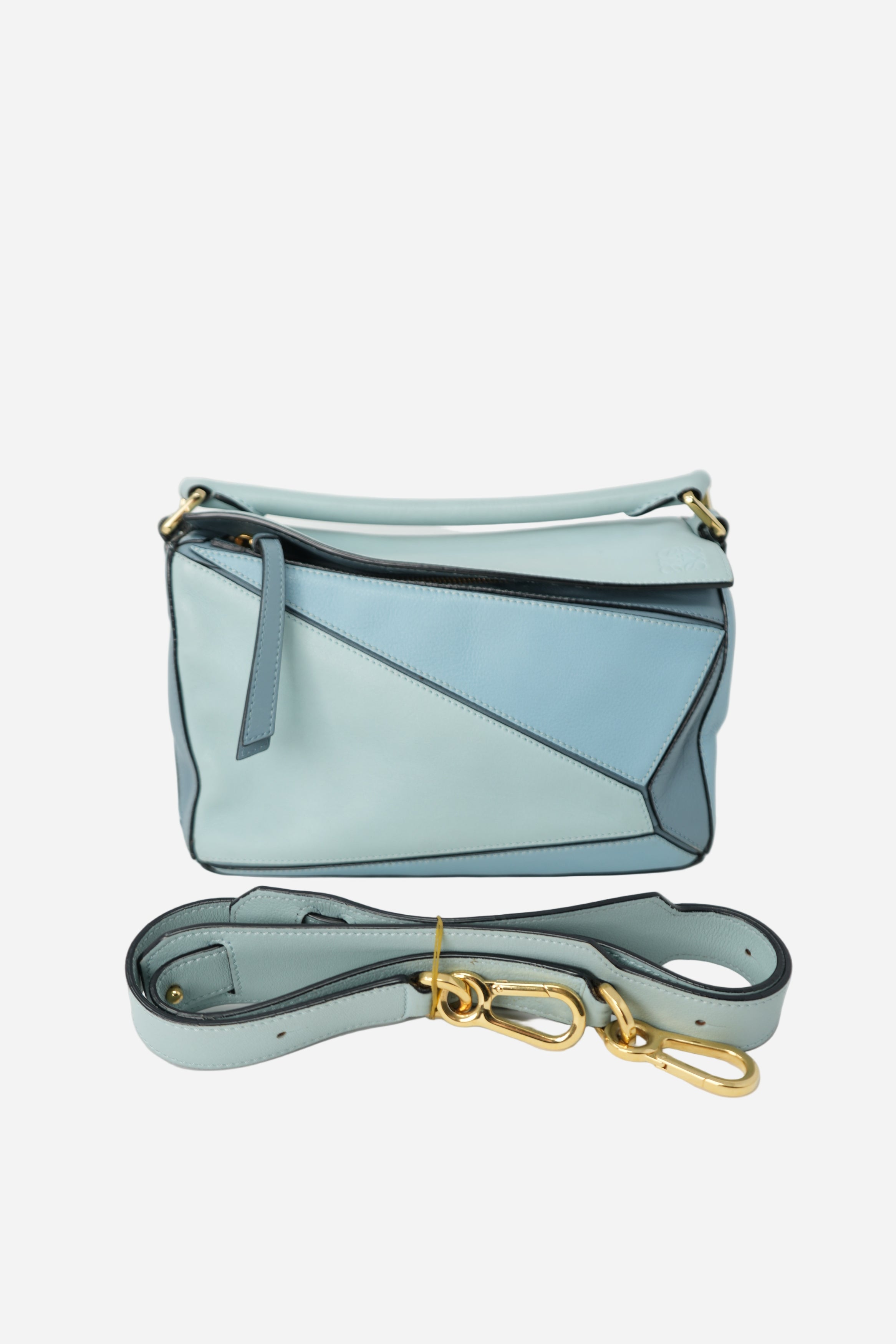 Loewe 2016 Blue Calfskin Leather Small Puzzle Bag