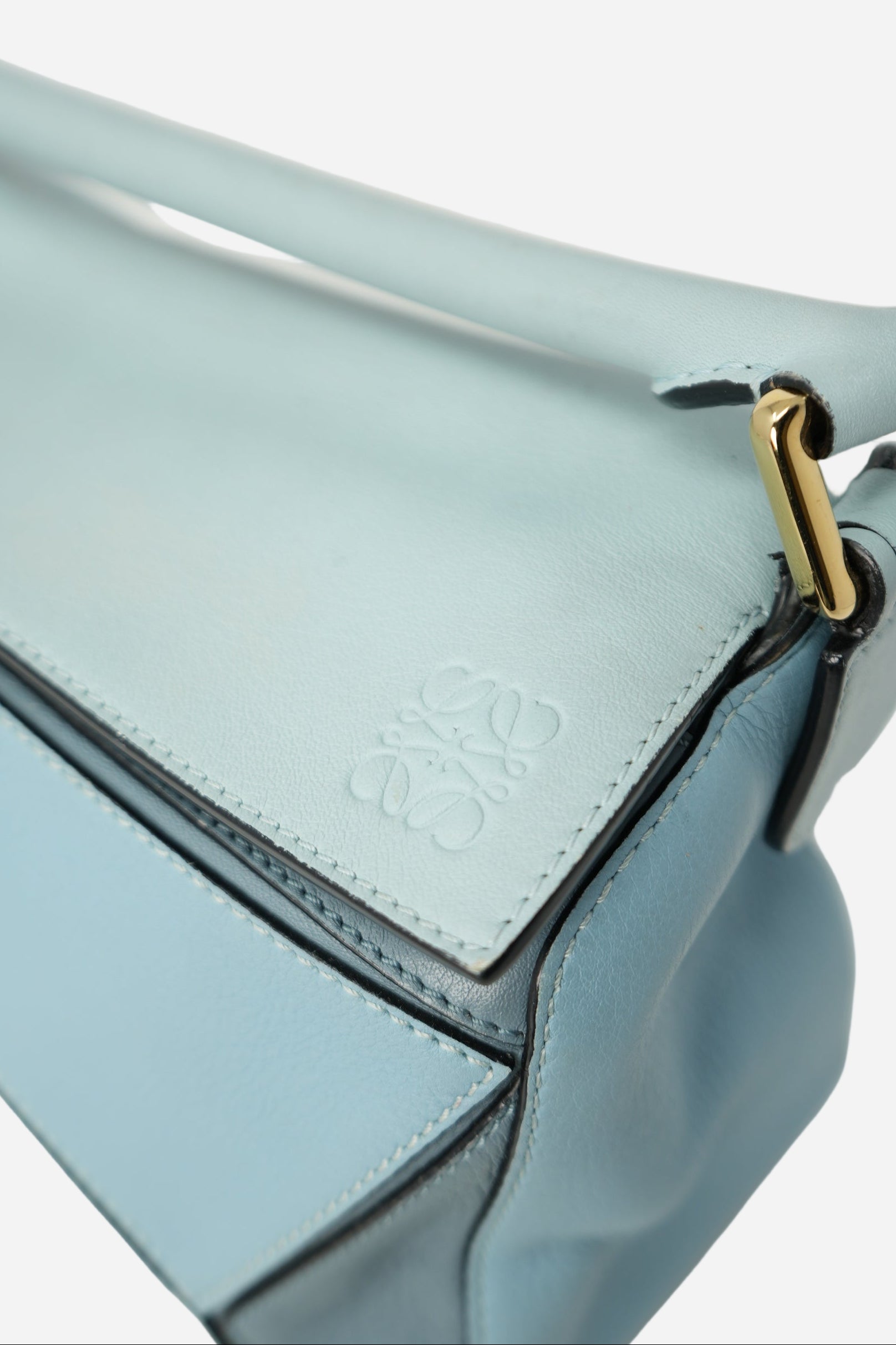 Loewe 2016 Blue Calfskin Leather Small Puzzle Bag