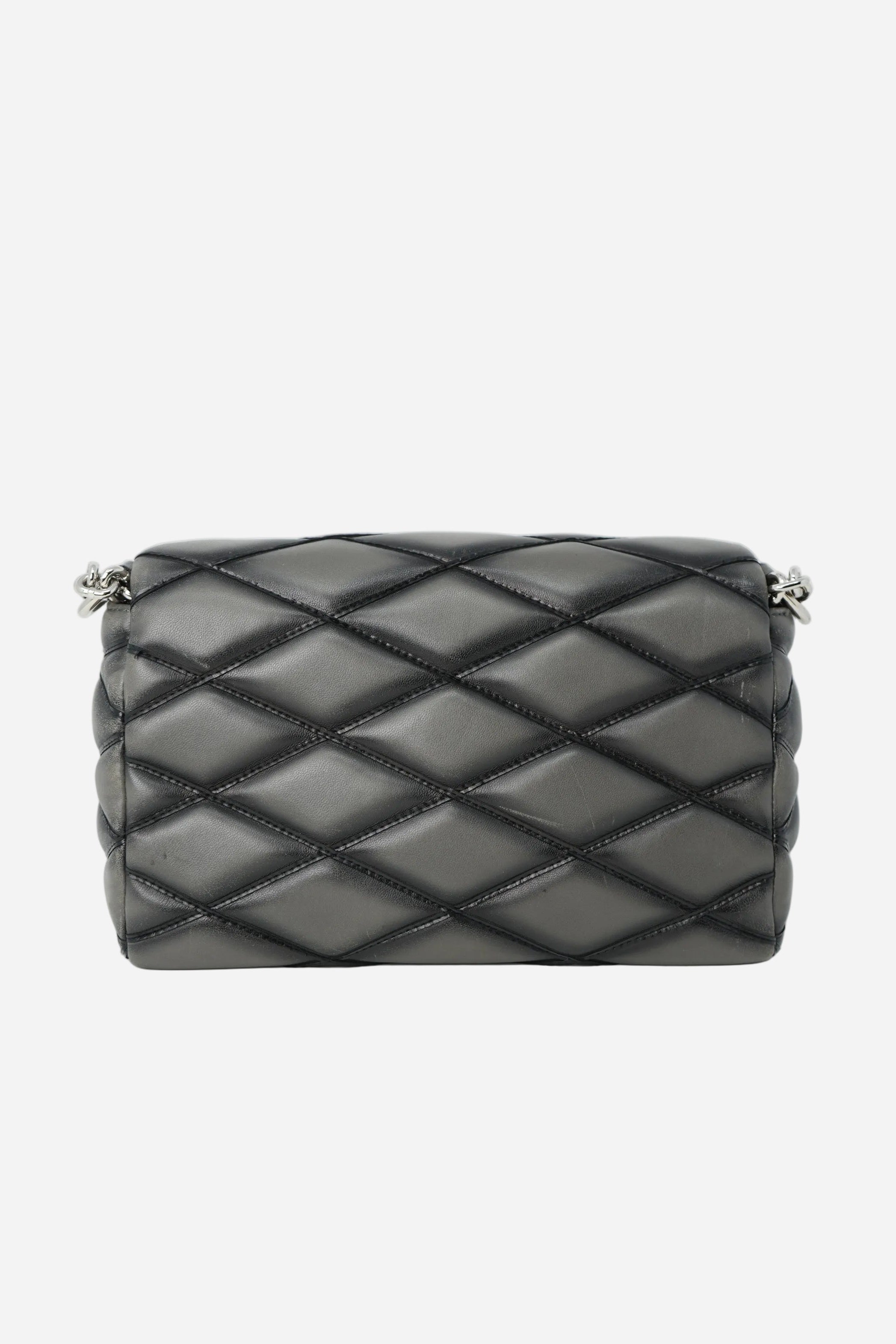 Louis Vuitton 2015 Grey Lambskin Malletage Shoulder Bag
