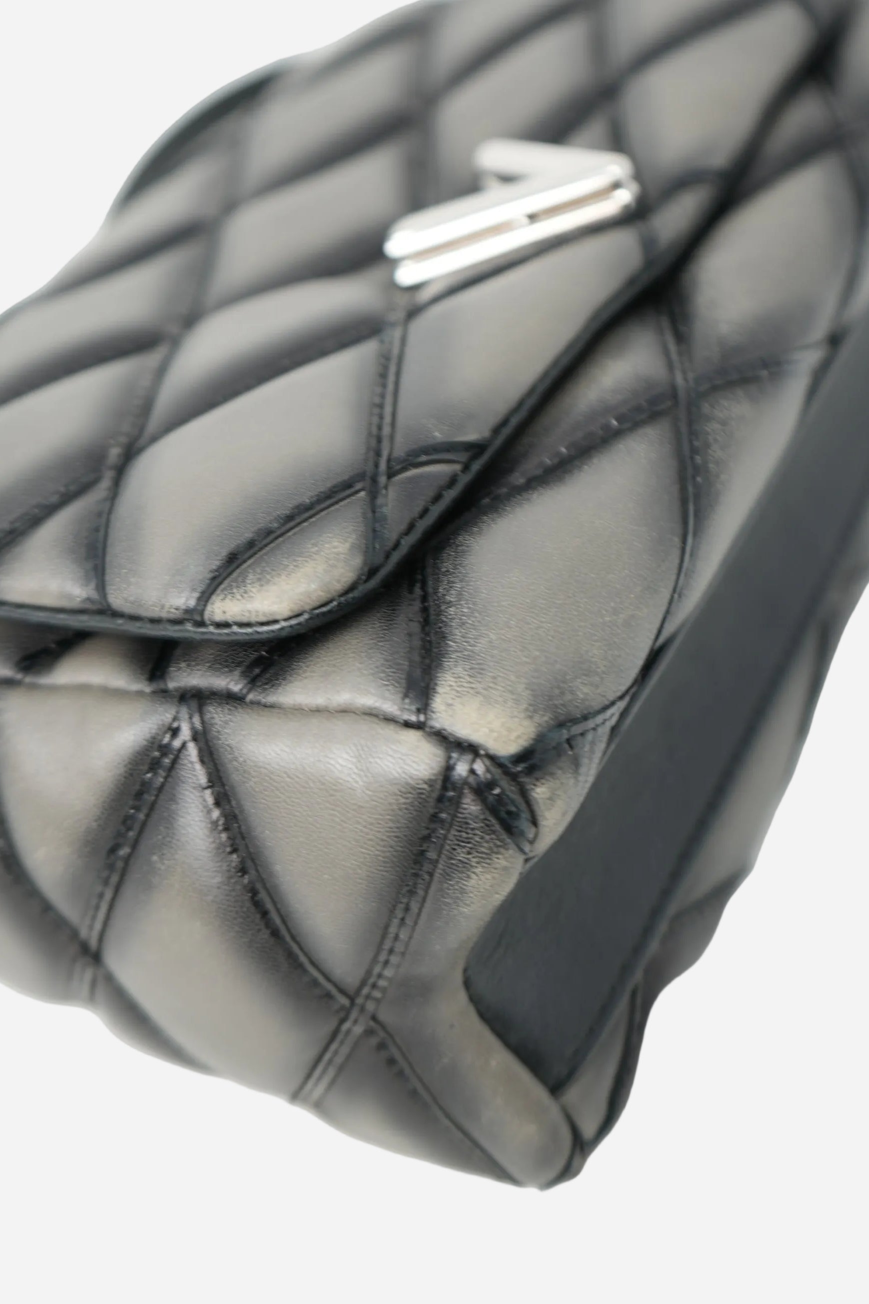Louis Vuitton 2015 Grey Lambskin Malletage Shoulder Bag