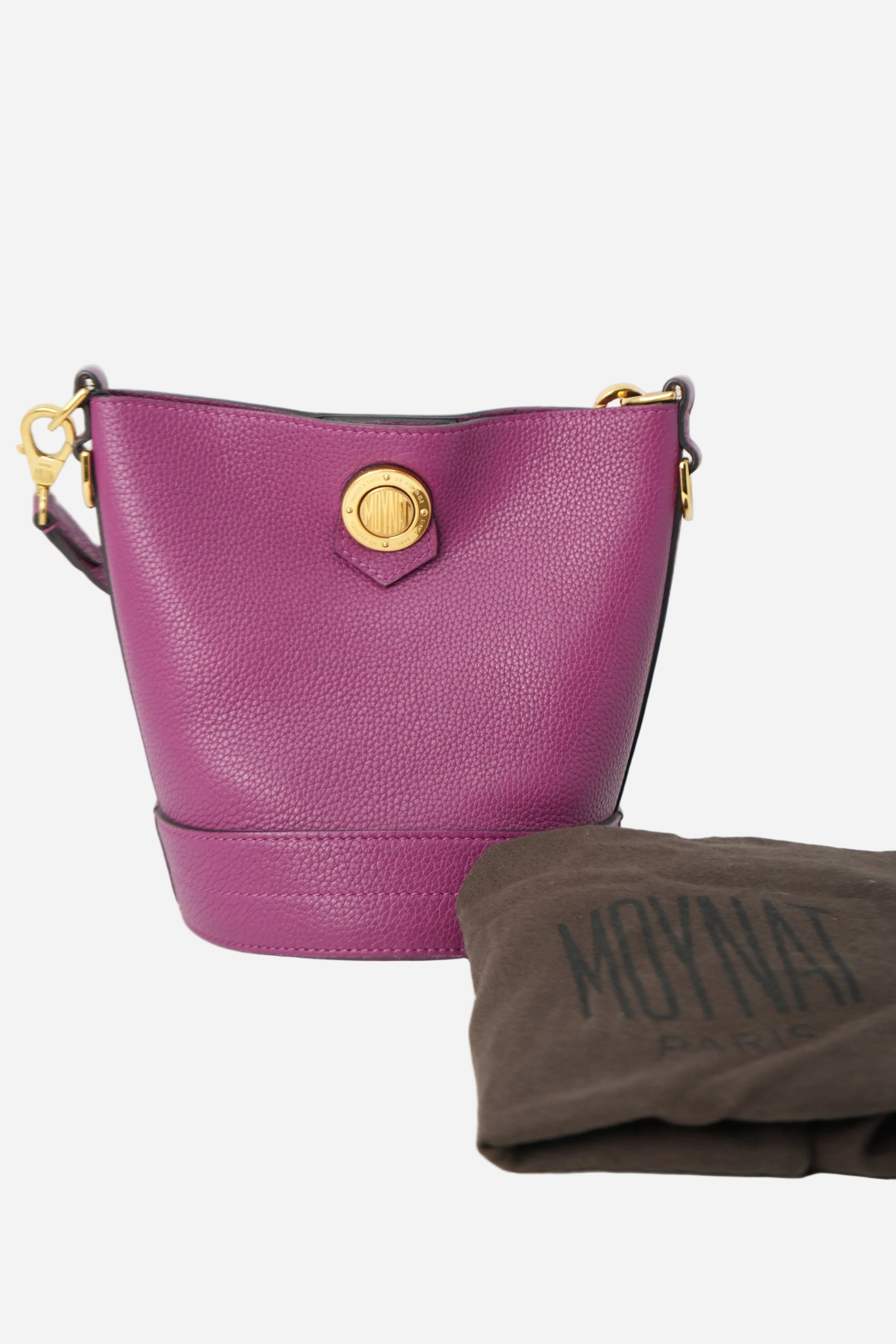 Moynat Purple Grained Calfskin Rubis Bucket Bag