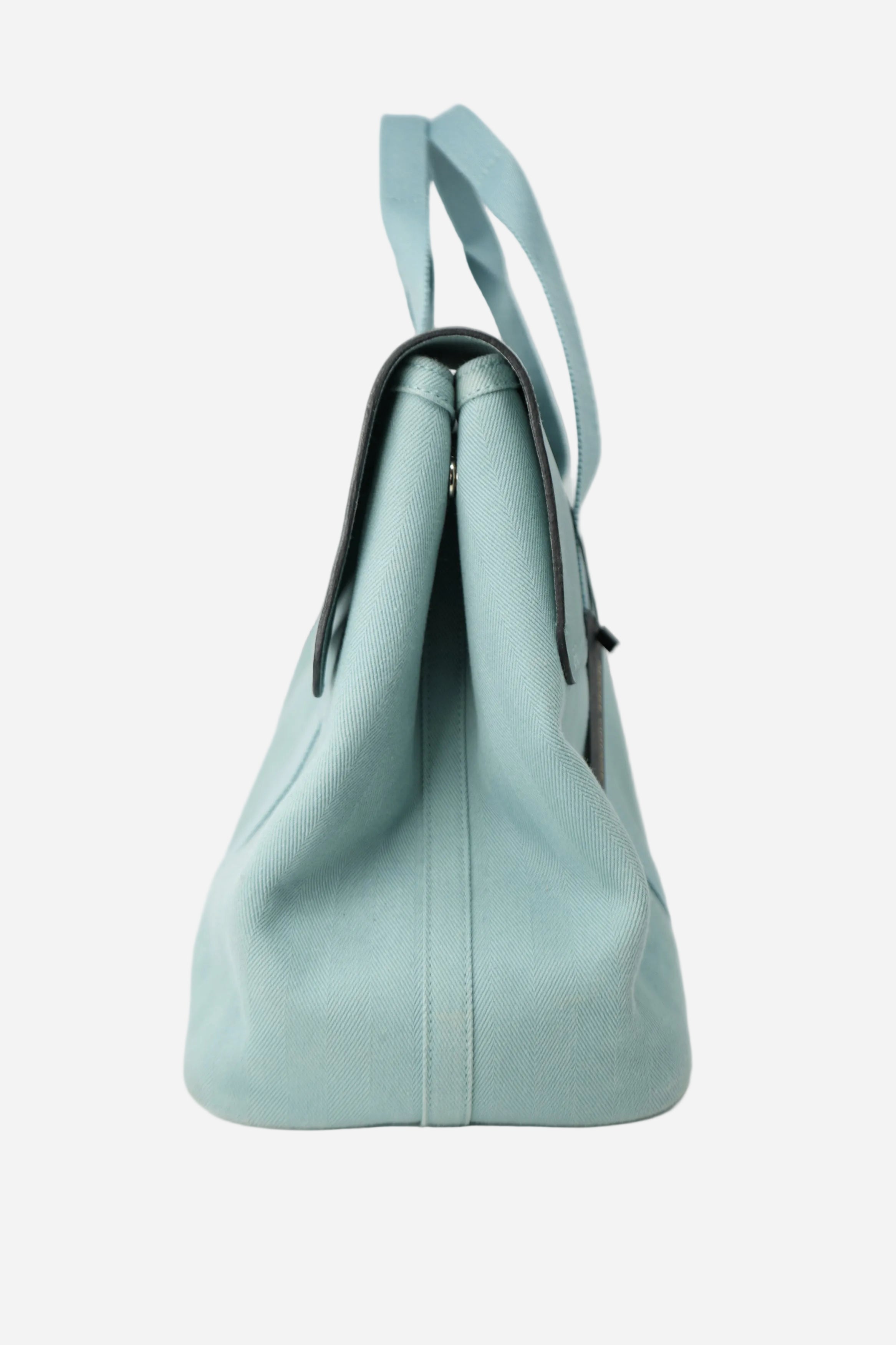 Hermes 2009 Blue Valparaiso Canvas/Leather Tote Bag