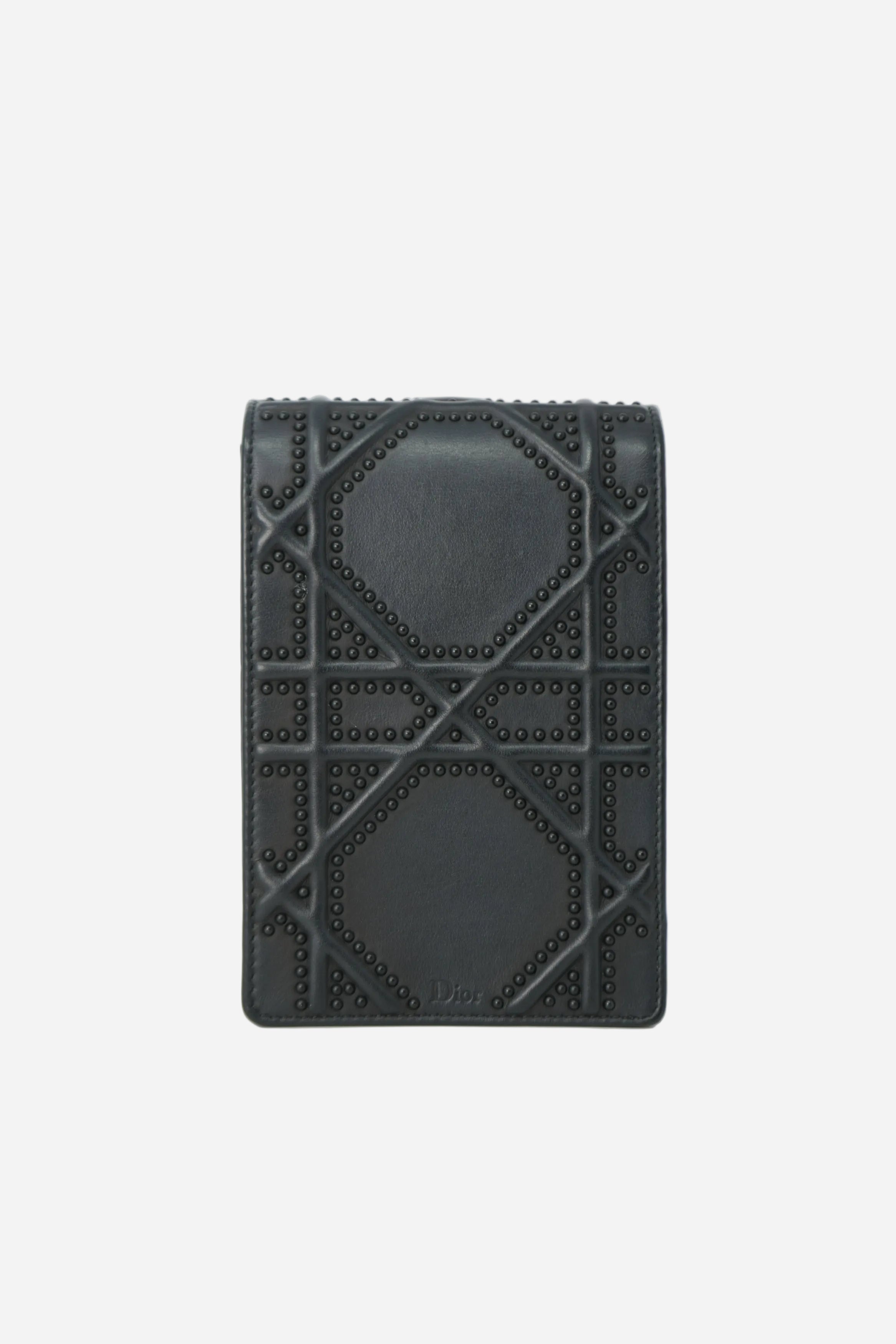 Christian Dior 2018 Black Matte Calfskin Studded Vertical Diorama Crossbody Bag