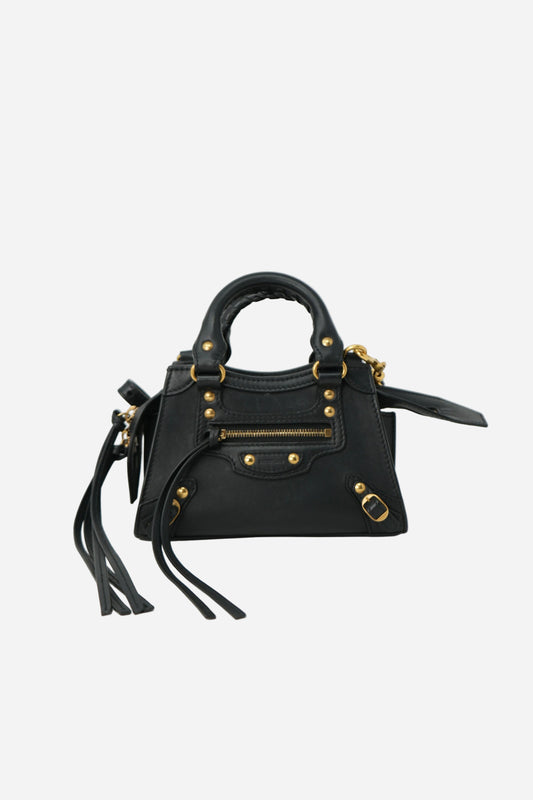 Balenciaga Black Calfskin Leather Mini Neo Classic City Crossbody Bag
