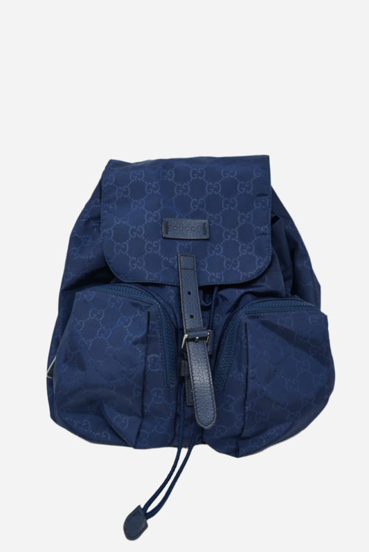 Gucci Blue Nylon GG Logo Backpack
