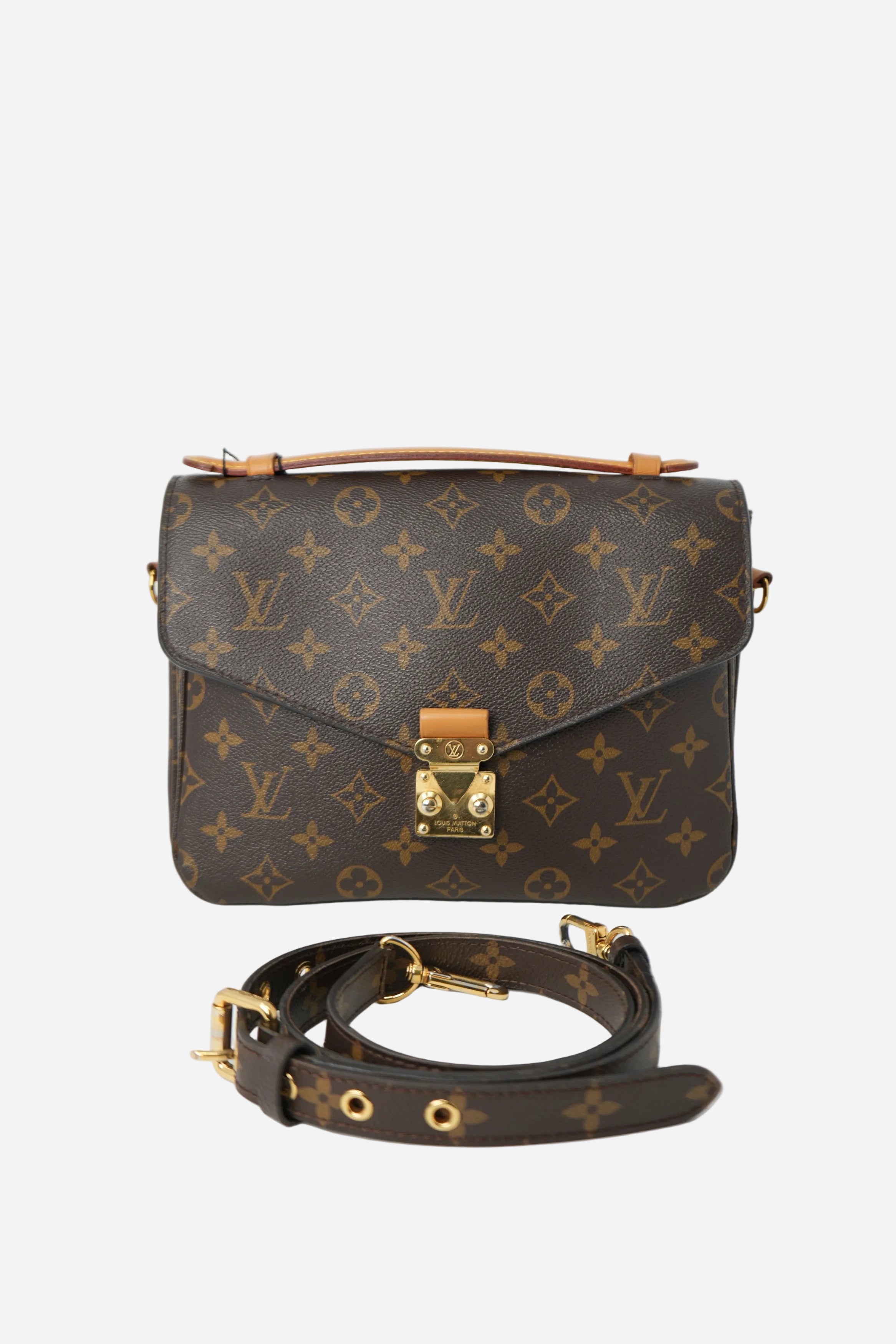Louis Vuitton 2015 Brown Monogram Canvas Pochette Métis Top Handle Crossbody Bag