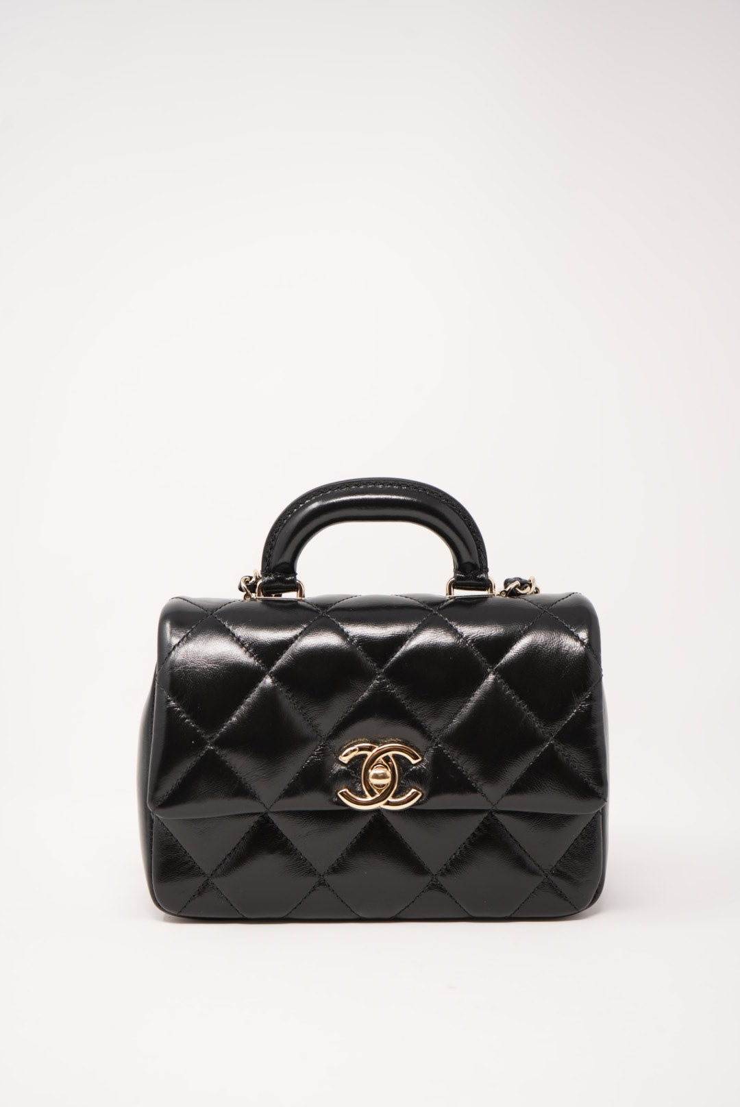 Pre-Owned Chanel 24C Mini Flap Top Handle Black