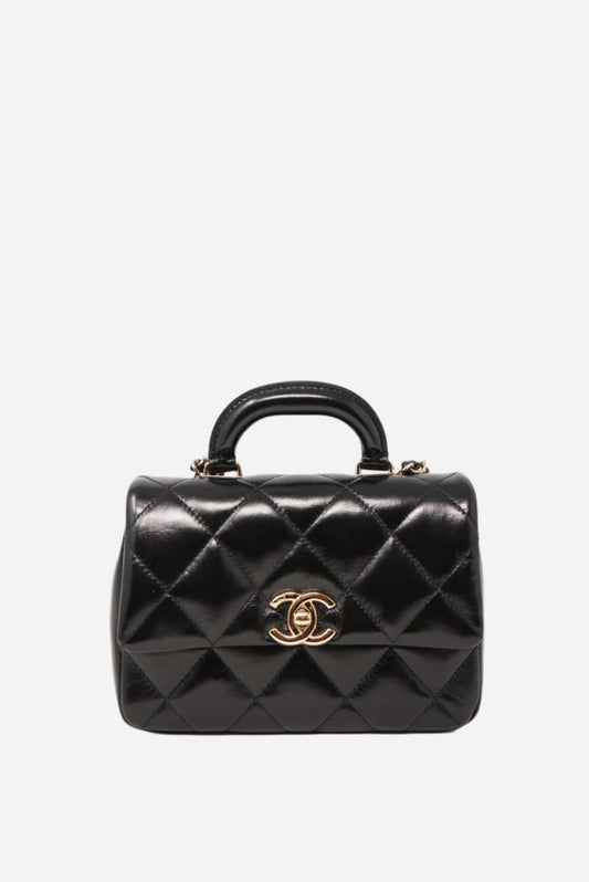 Pre-Owned Chanel 24C Mini Flap Top Handle Black
