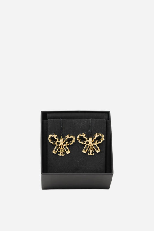 Pre-Owned Chanel 2022 CC Chain Bow Earrings