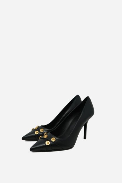 Versace Black Calfskin Leather Pump