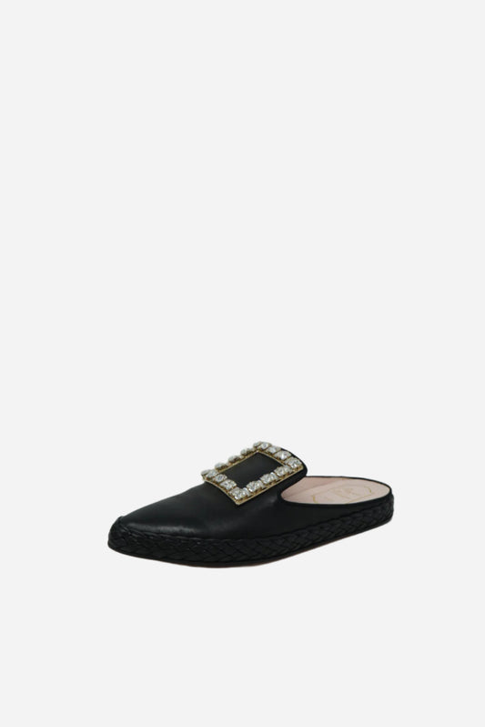 Roger Vivier Black Patent Buckle Mules