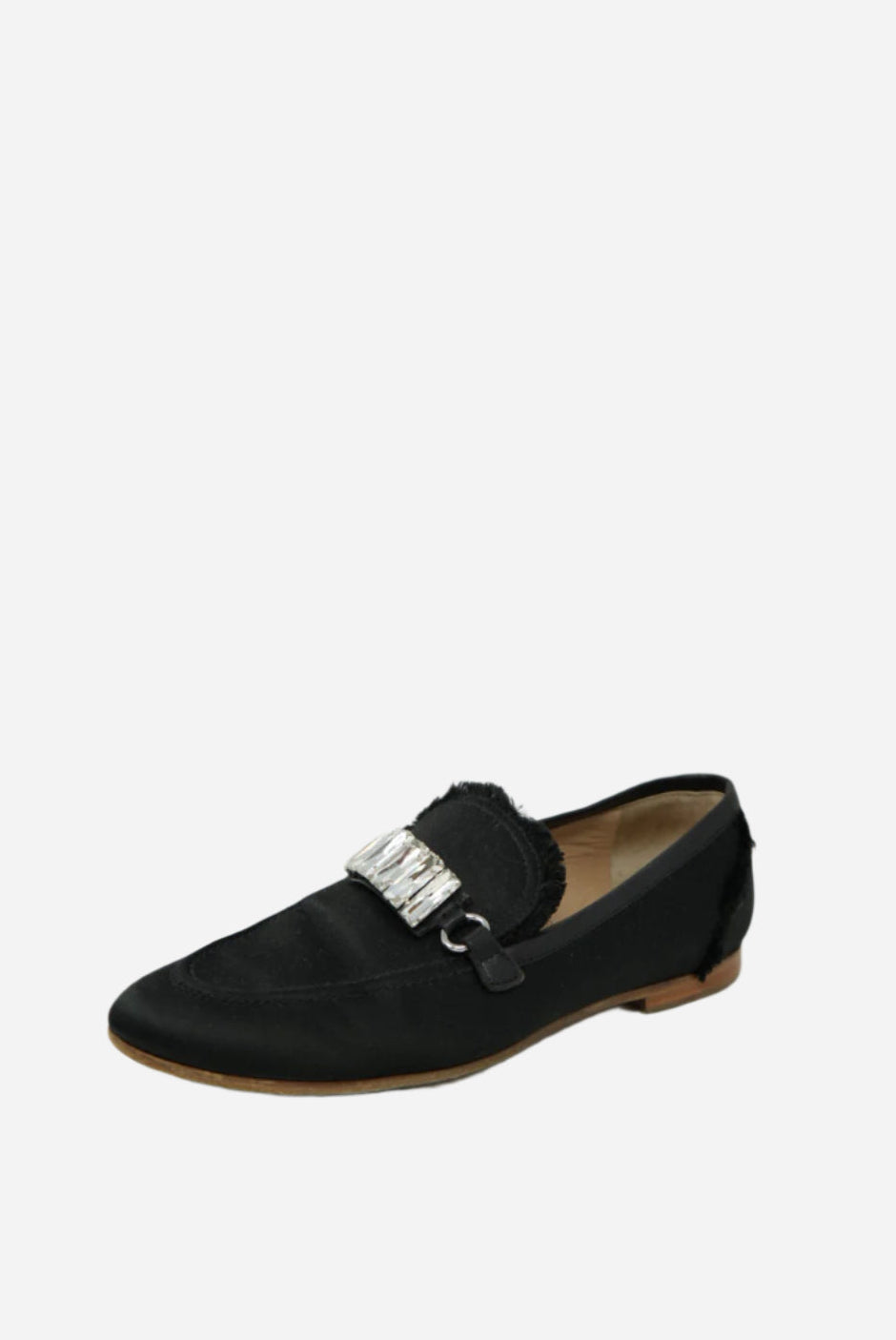 Giuseppe Zanotti Black Satin Crystal Loafer Size 35