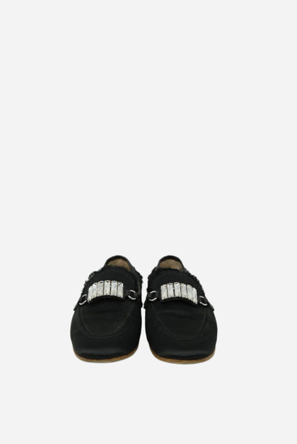 Giuseppe Zanotti Black Satin Crystal Loafer
