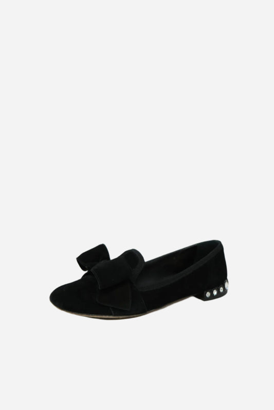 Miu Miu Black Velvet Rhinstone Flats