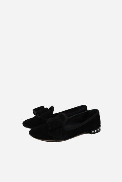 Miu Miu Black Velvet Rhinstone Flats