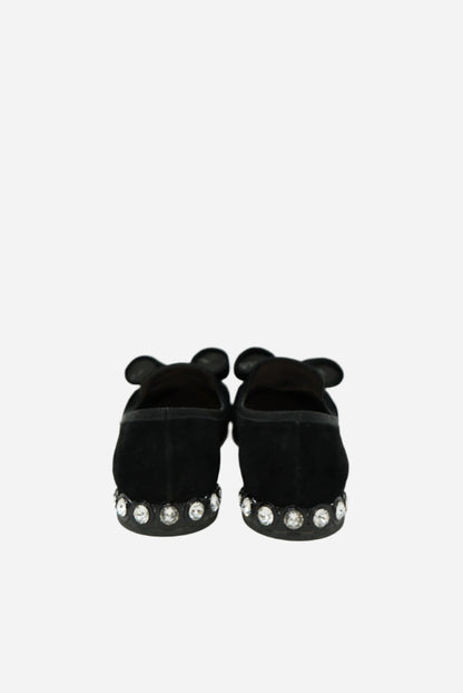 Miu Miu Black Velvet Rhinstone Flats