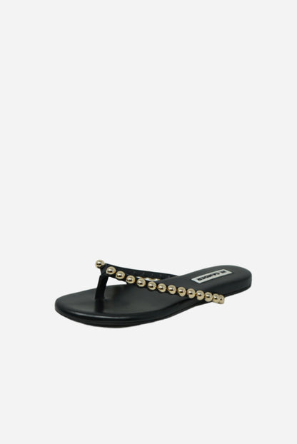 Jil Sander Black Leather Flip Flops