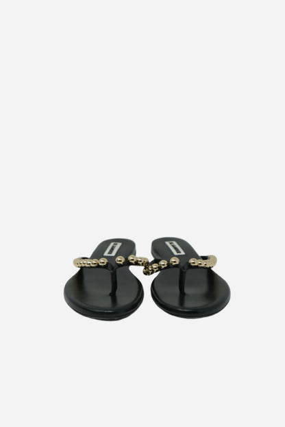 Jil Sander Black Leather Flip Flops