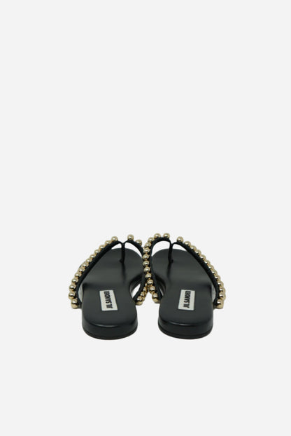Jil Sander Black Leather Flip Flops