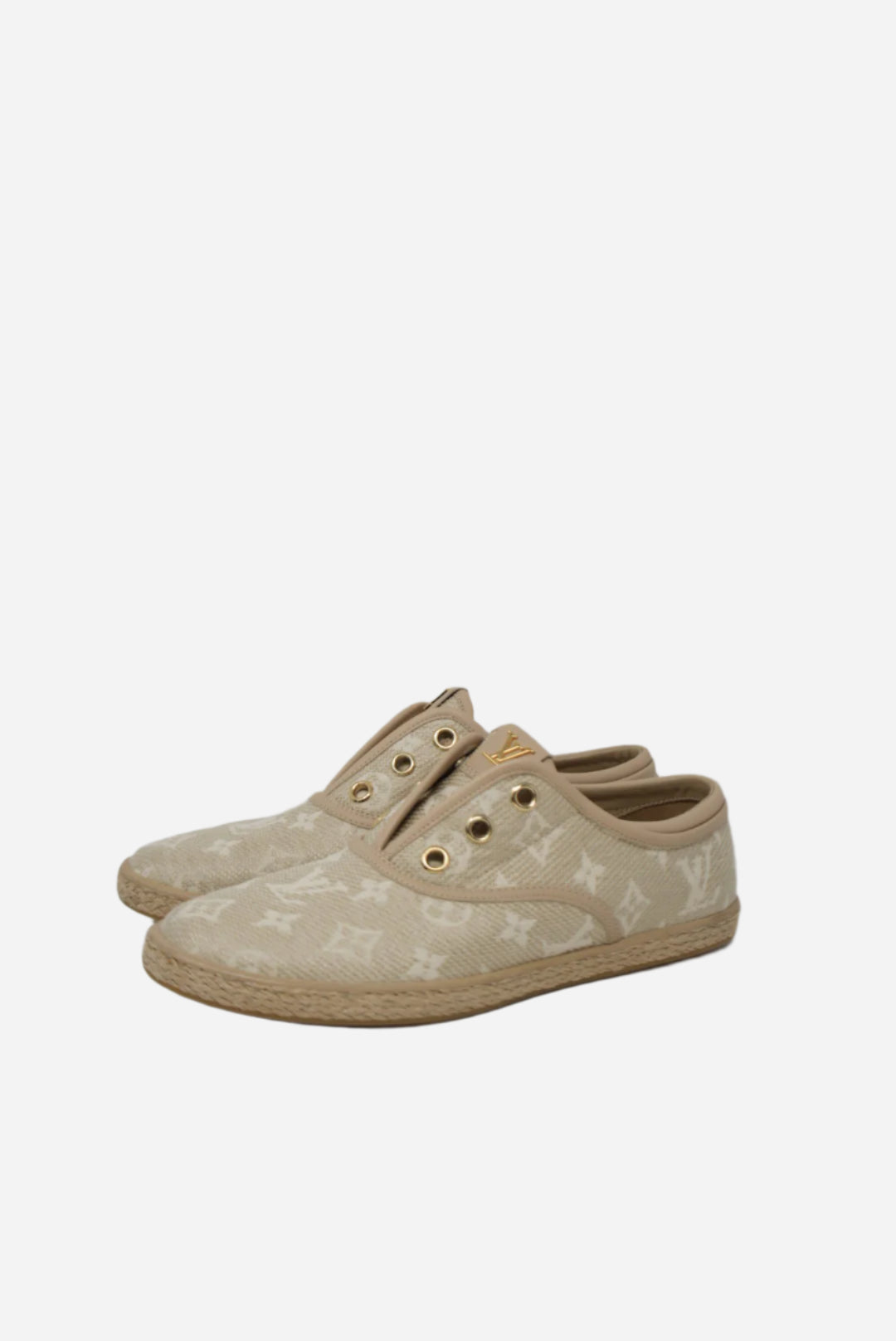 Louis Vuitton Beige Monogram Canvas Laceless Sneaker Size 37