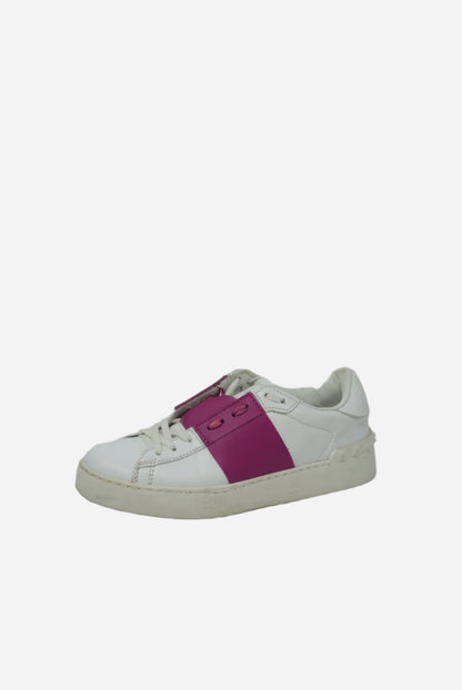 Valentino White/Pink Calfskin open sneaker