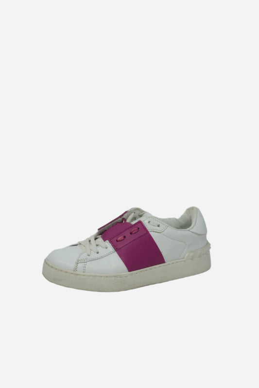 Valentino White/Pink Calfskin open sneaker
