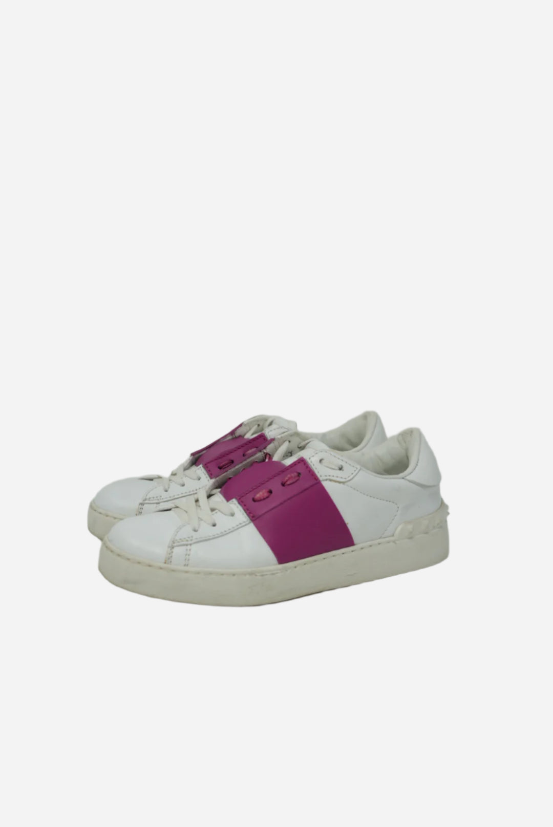 Valentino White/Pink Calfskin open Sneaker Size 37