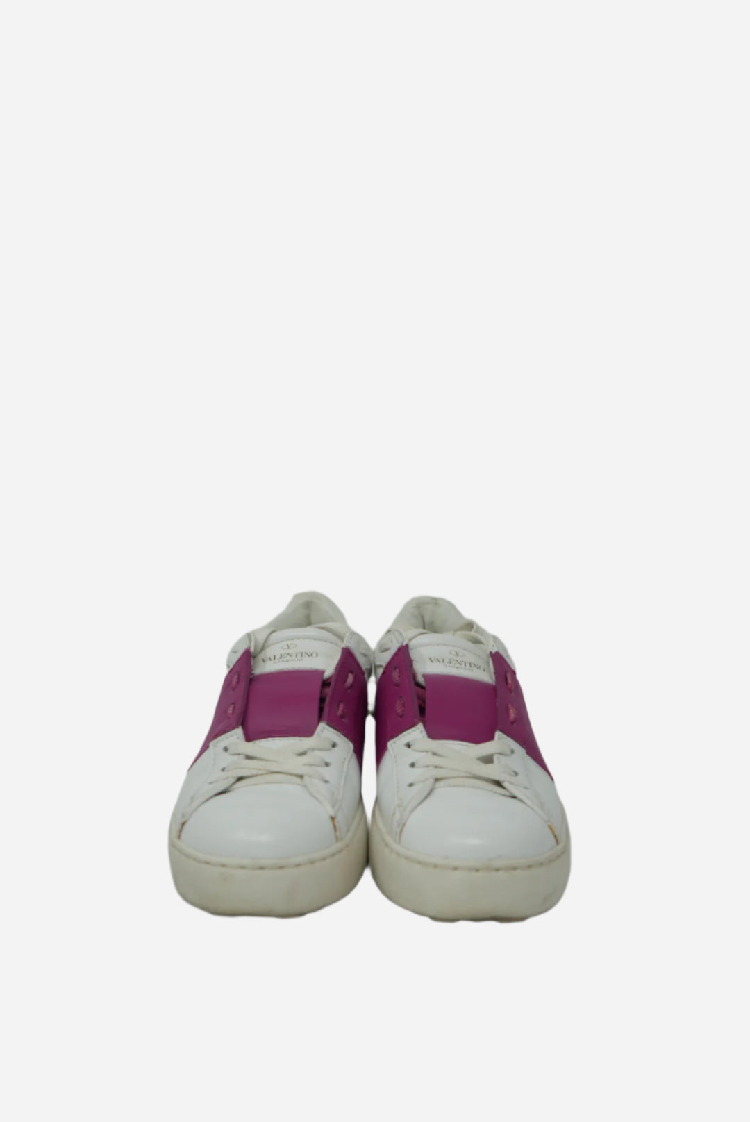 Valentino White/Pink Calfskin open Sneaker Size 37