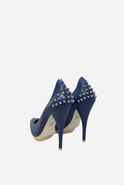 Alexander McQueen Blue Leather Heels