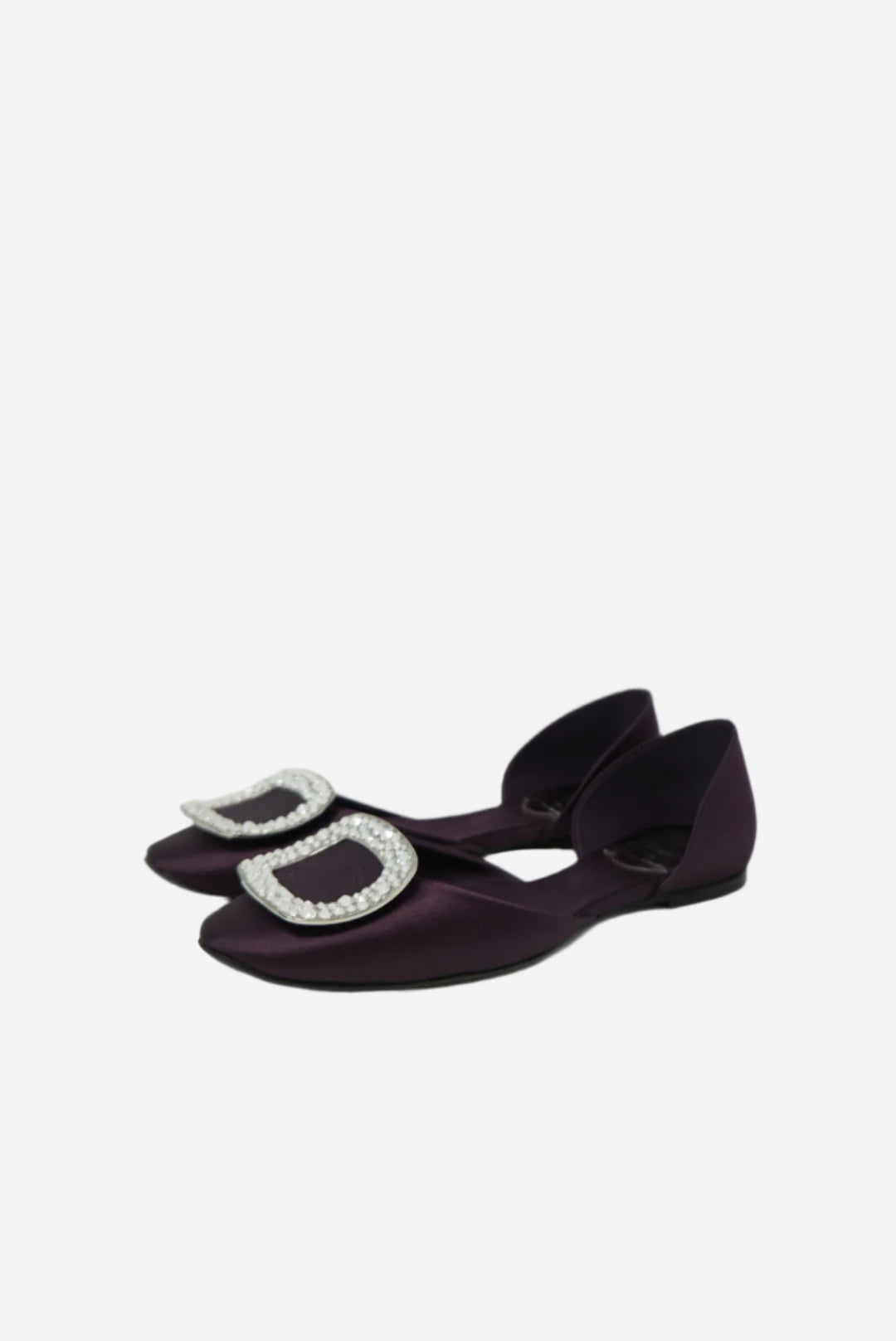 Roger Vivier Purple Satin Crystal Flats
