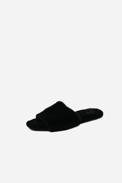 The Row Fur Slide Sandals