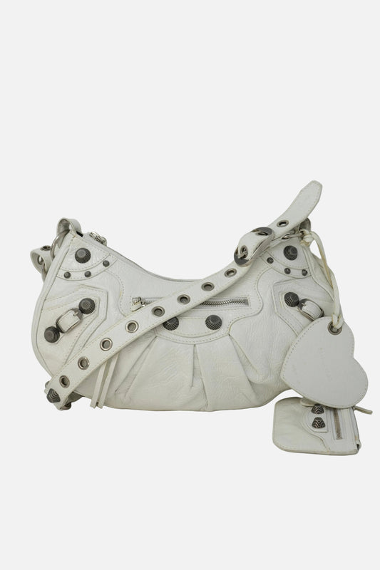 Balenciaga White Leather Le Cagole XS Shoulder Bag