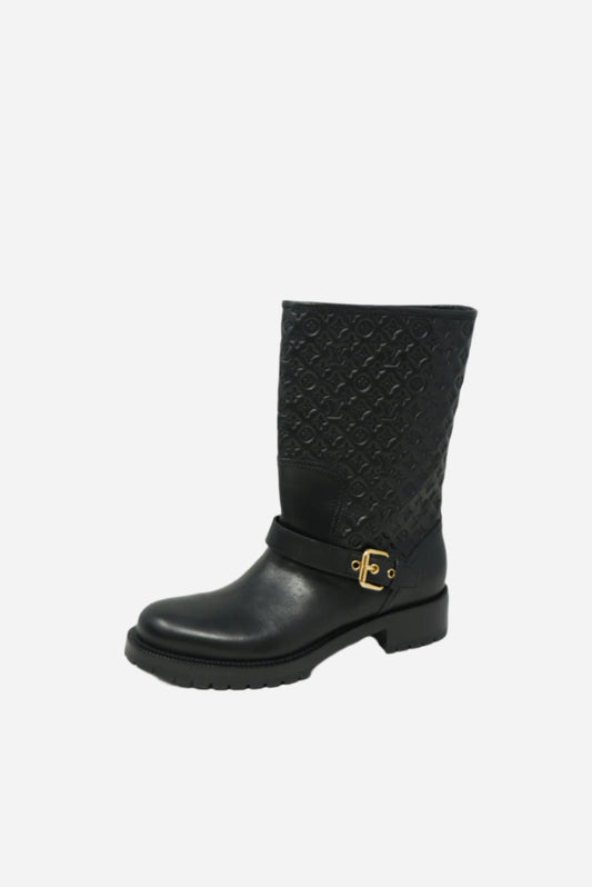 Louis Vuitton Black Monogram Leather Boots
