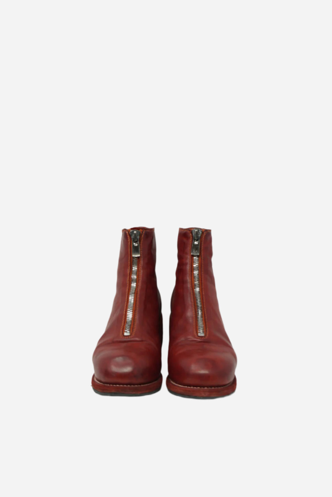Guidi Red Leather PL1 Front Ankle Boots