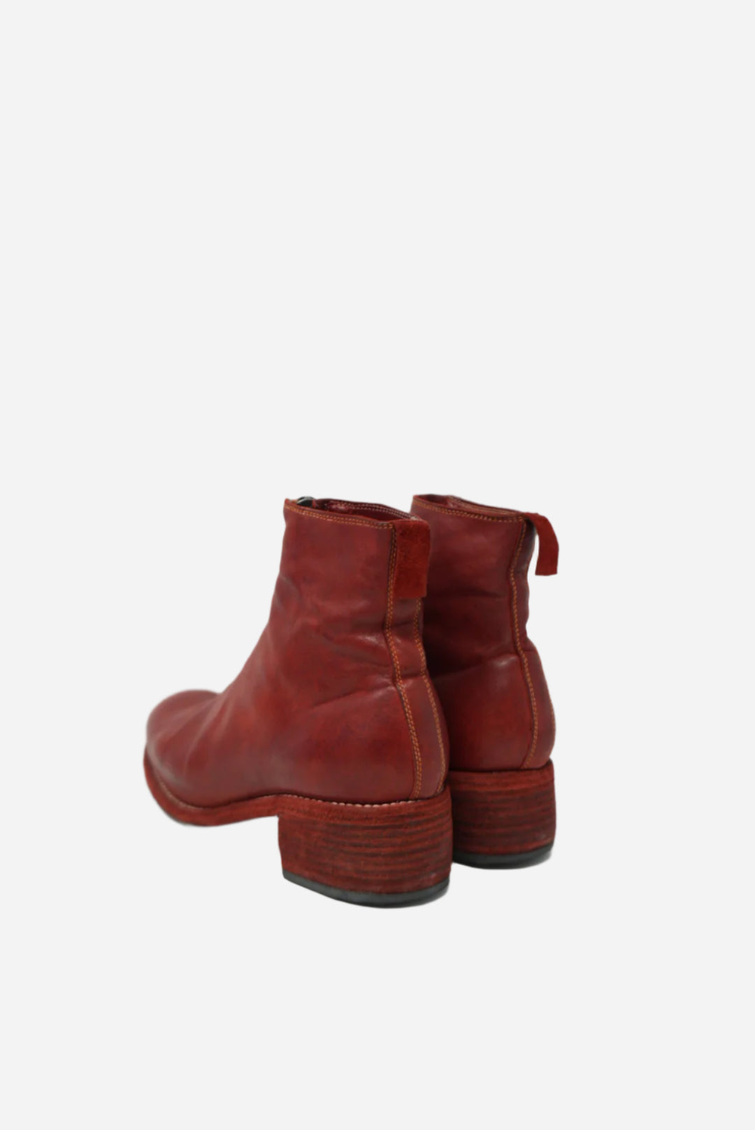 Guidi Red Leather PL1 Front Ankle Boots