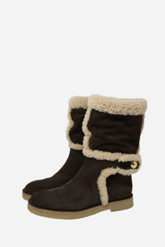 Louis Vuitton Brown Leather Snow Boots Size 38